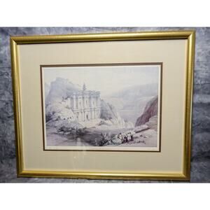 Petra El Deir The Monastery Print of Lithograph by David Roberts 1939 Framed